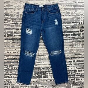 Forever 21 Highrise Distressed Blue Jeans